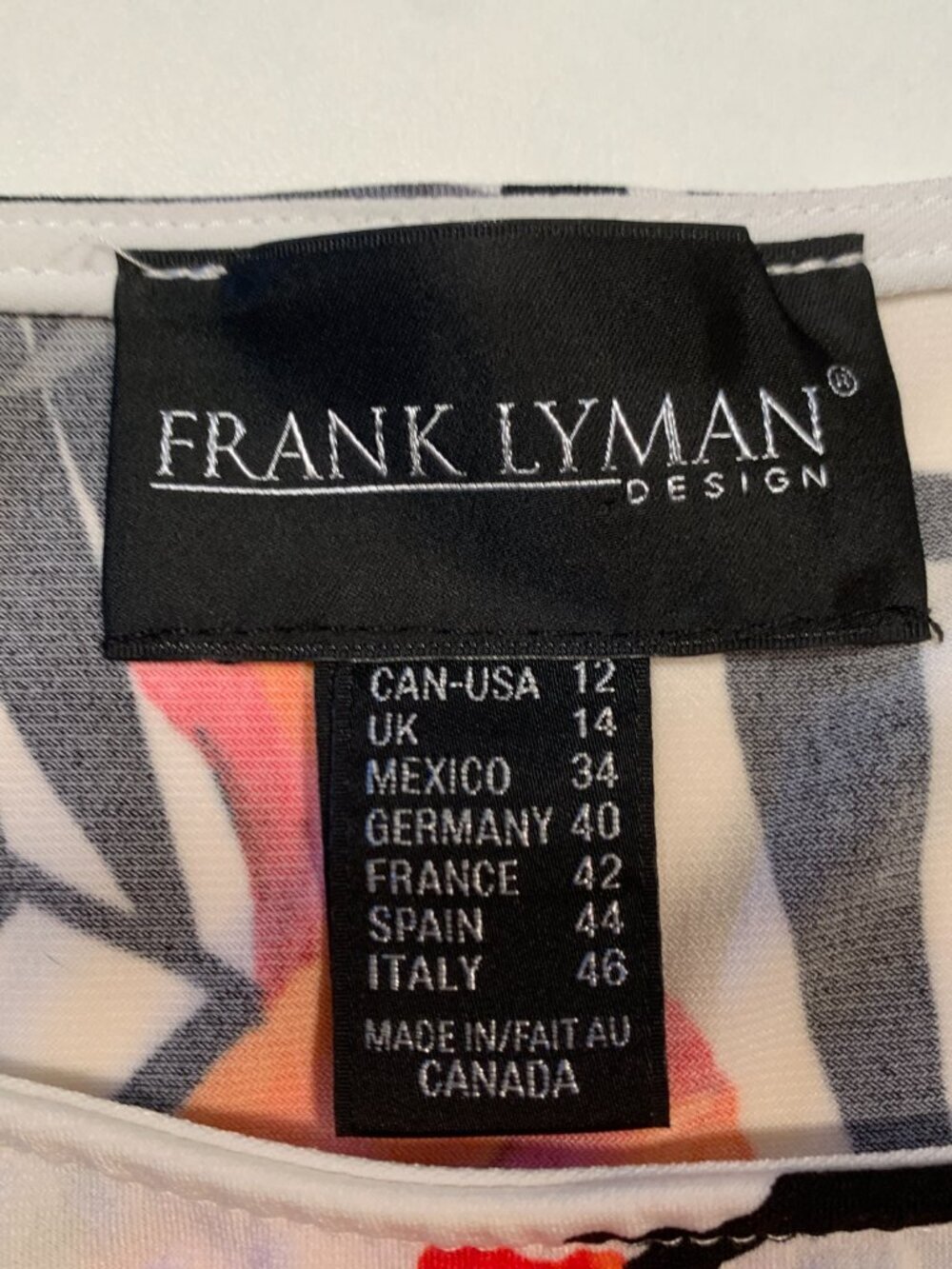 Frank Lyman Floral Asymmetrical Top Size 12 Tropical Print Blouse Canada - Picture 5 of 7